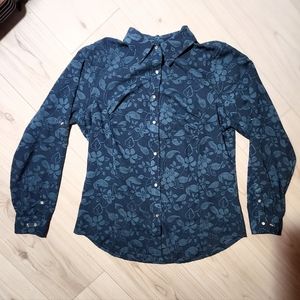 Blue Floral Exofficio Pearl Snap Button Up Shirt